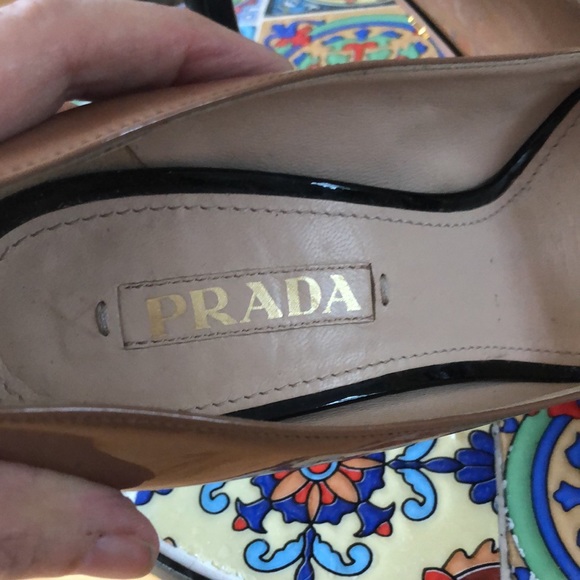 Prada black/tan open toe heels 37.5. / 7 - Picture 6 of 7